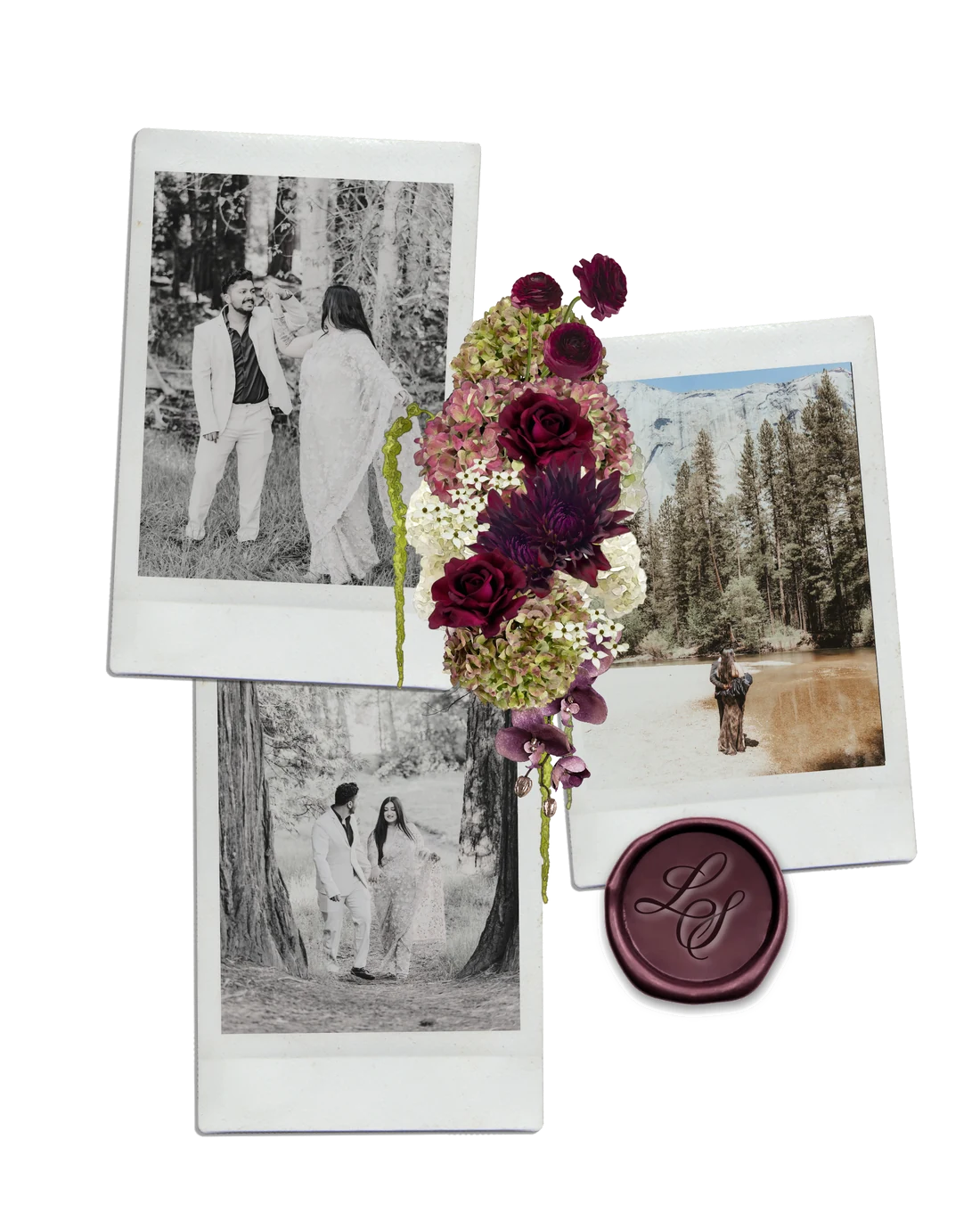 Polaroid collage from Simran and Utkarsh's story